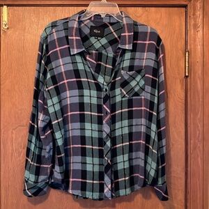 Pre-Owned Rails Blouse XXL (18/20) Multicolor: Blue, Black, Green, Pink, Gold